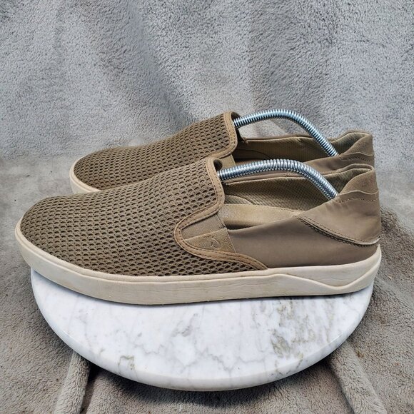 OluKai Shoes Mens Size 10 Brown Textile Mesh Lae\'Ahi Slip On Sneaker *Read* main image 9